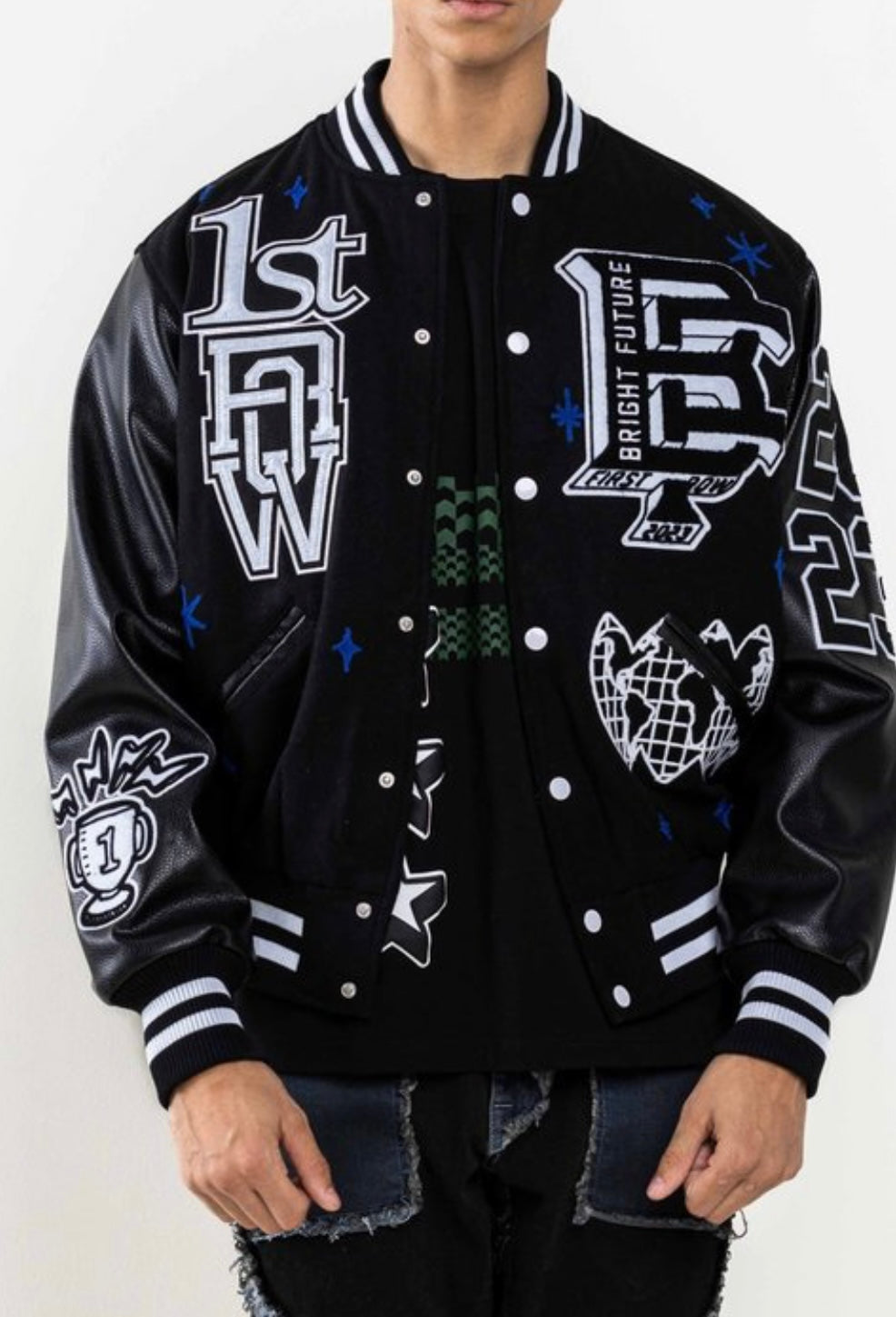 Unisex First Row Varsity Jackets (Black)