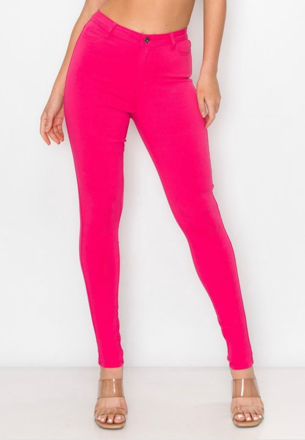 Classic High Waist Color Jeans (Fuschia)